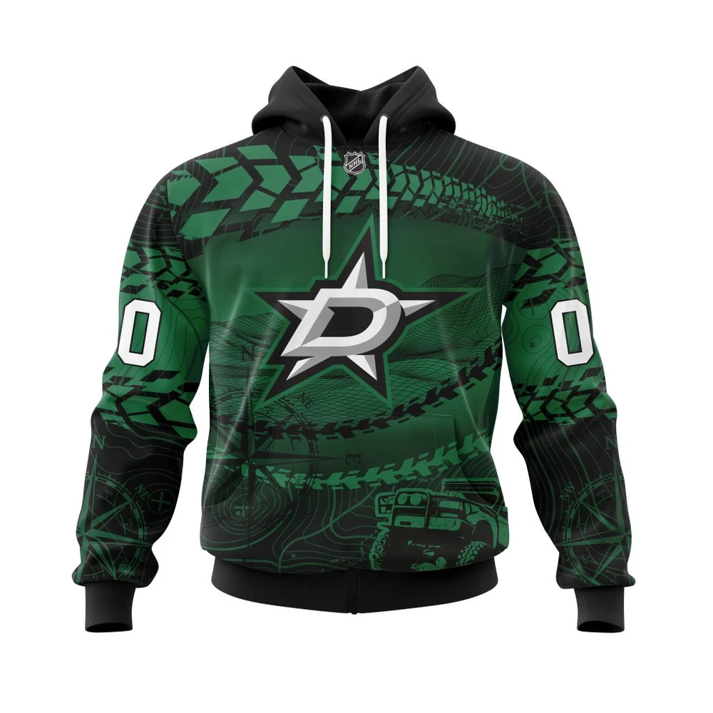 Buildercar - NHL Dallas Stars Off Road Custom Name and Number Hoodie