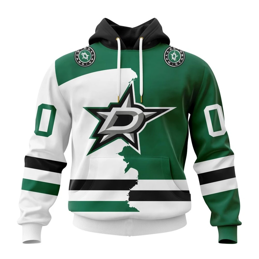 Buildercar - NHL Dallas Stars Personalize Home Mix Away Kits Custom Name and Number Hoodie
