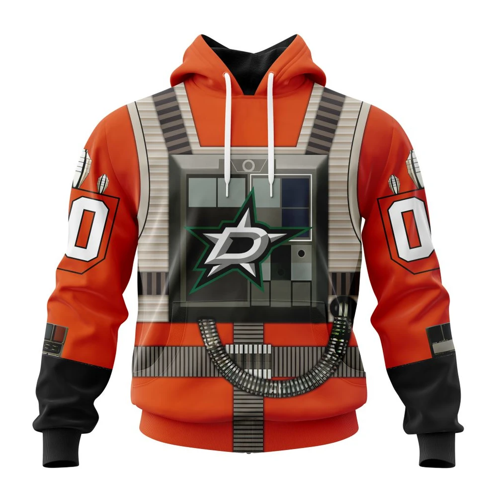 Buildercar - NHL Dallas Stars Star Wars Rebel Pilot Design Custom Name and Number Hoodie