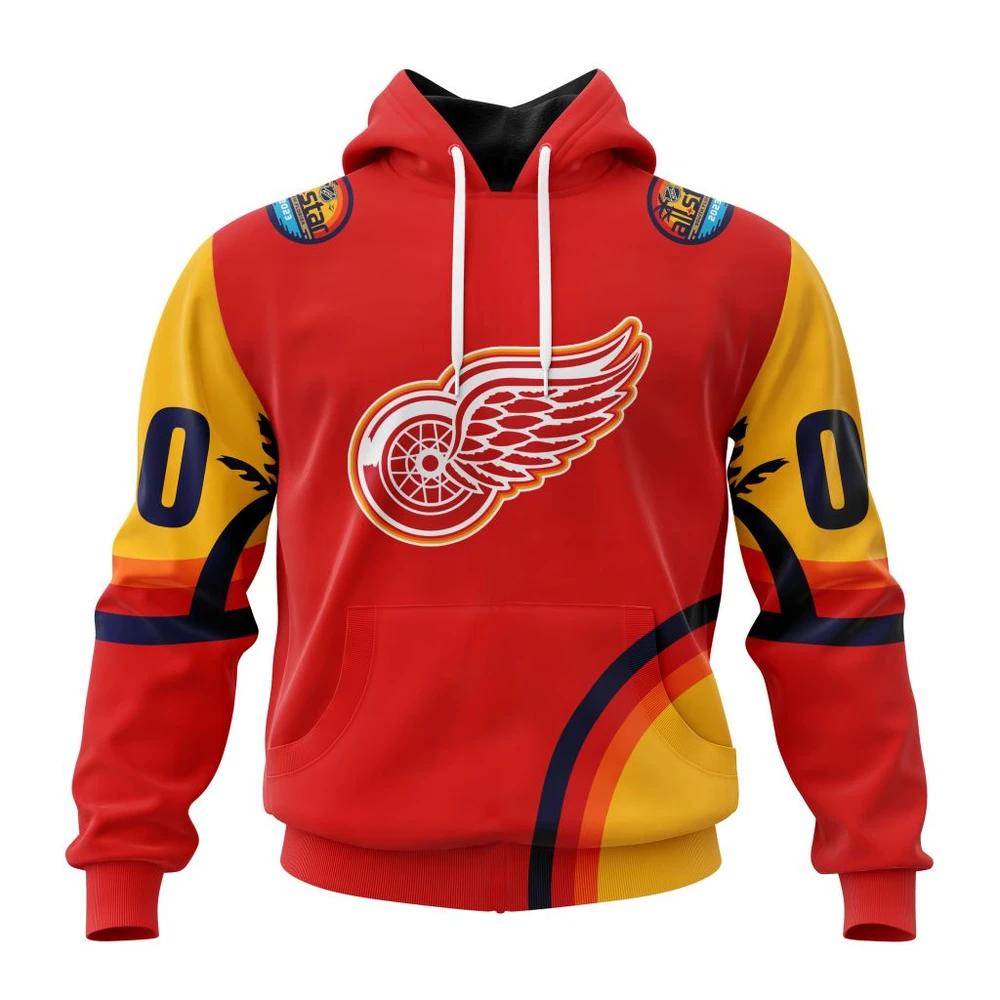 Buildercar - NHL Detroit Red Wings Awesome All-Star Game Design With Florida Sunset Custom Name and Number Hoodie