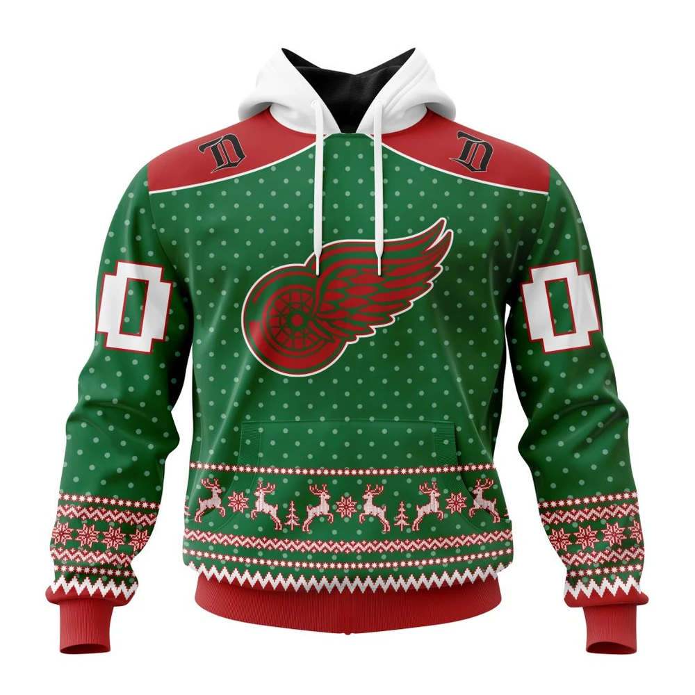 Buildercar - NHL Detroit Red Wings Awesome Christmas Apparel Custom Name and Number Hoodie