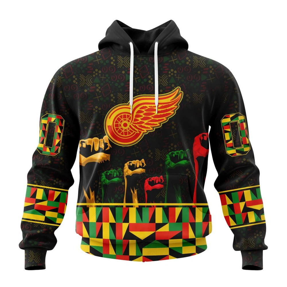 Buildercar - NHL Detroit Red Wings Awesome Design Celebrate Black History Month Custom Name and Number Hoodie