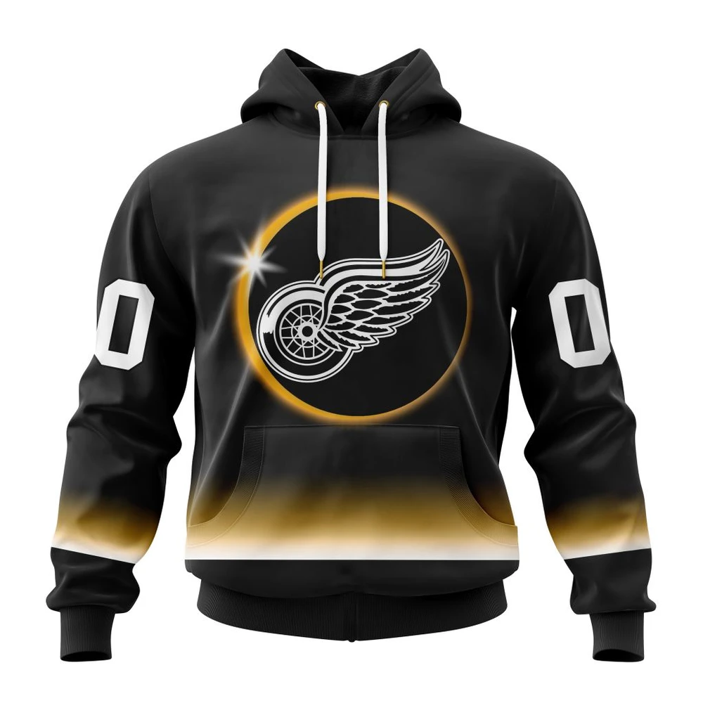 Buildercar - NHL Detroit Red Wings Awesome Eclipse Design Custom Name and Number Hoodie