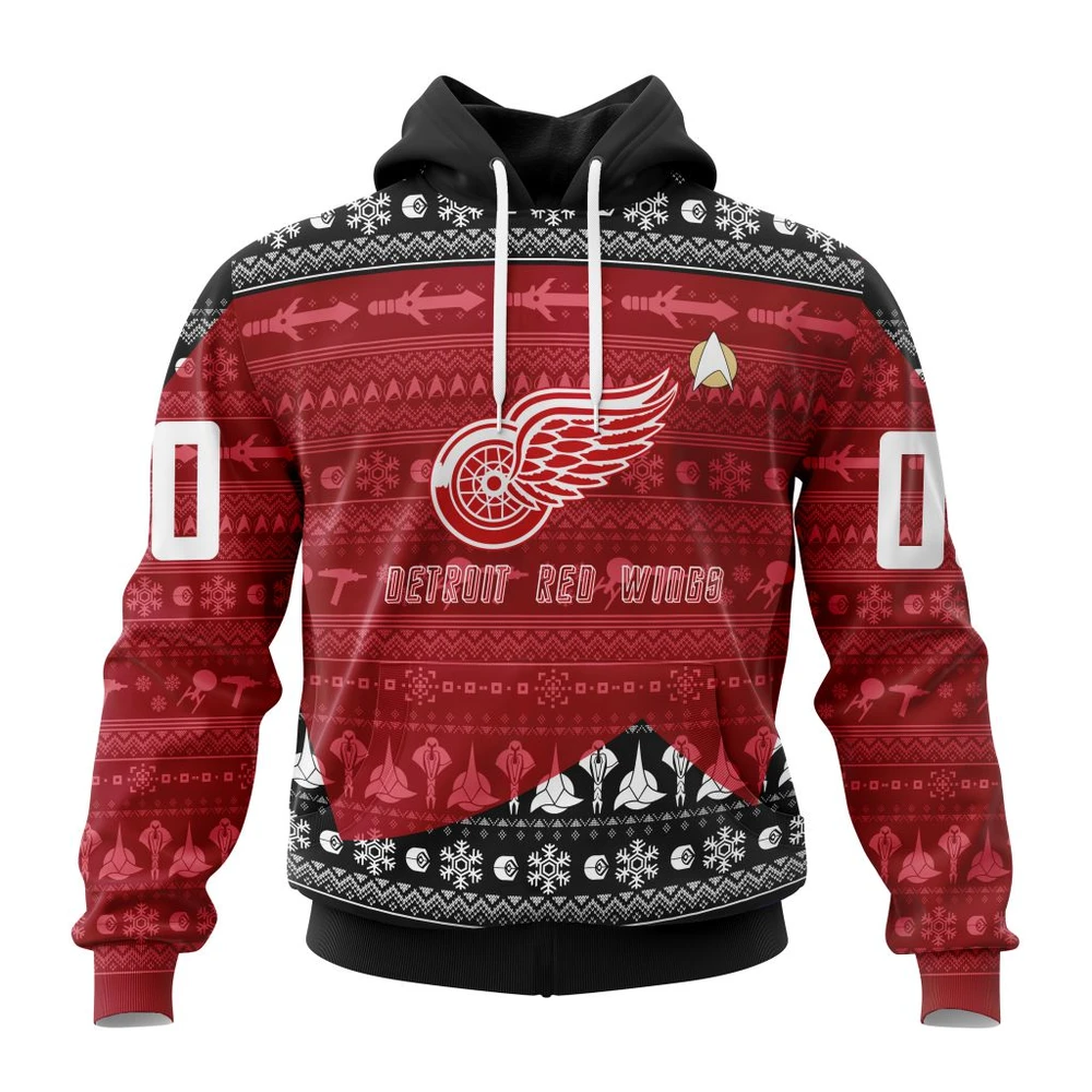 Buildercar - NHL Detroit Red Wings Awesome Star Trek Design Custom Name and Number Hoodie