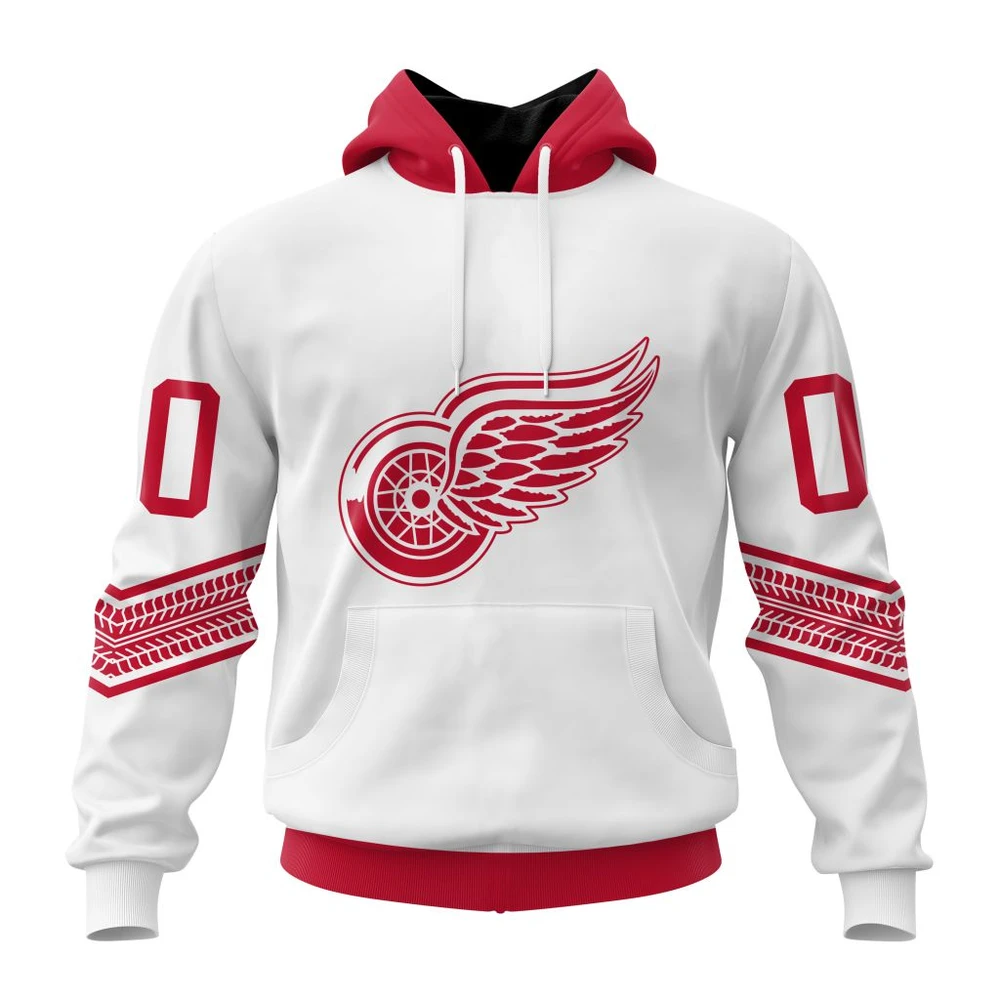 Buildercar - NHL Detroit Red Wings Awesome Whiteout Design Custom Name and Number Hoodie