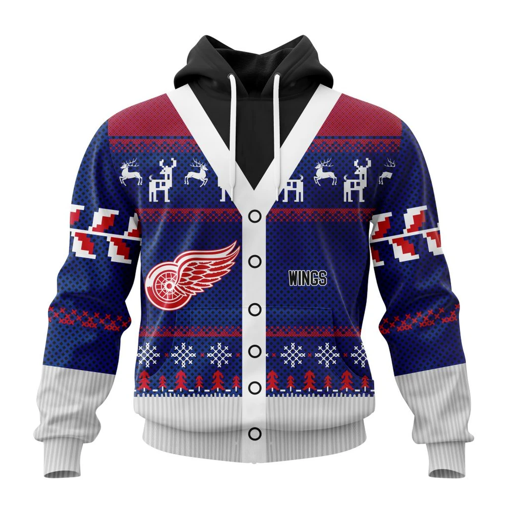 Buildercar - NHL Detroit Red Wings Chrismas Season Custom Name and Number Hoodie