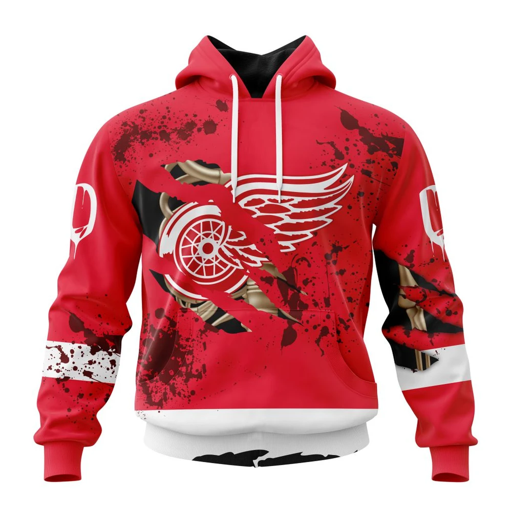 Buildercar - NHL Detroit Red Wings Design Jersey With Your Ribs For Halloween Custom Name and Number Hoodie