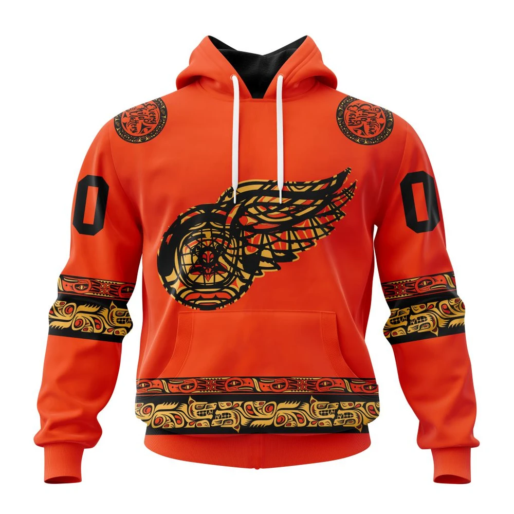 Buildercar - NHL Detroit Red Wings National Day For Truth And Reconciliation Custom Name and Number Hoodie