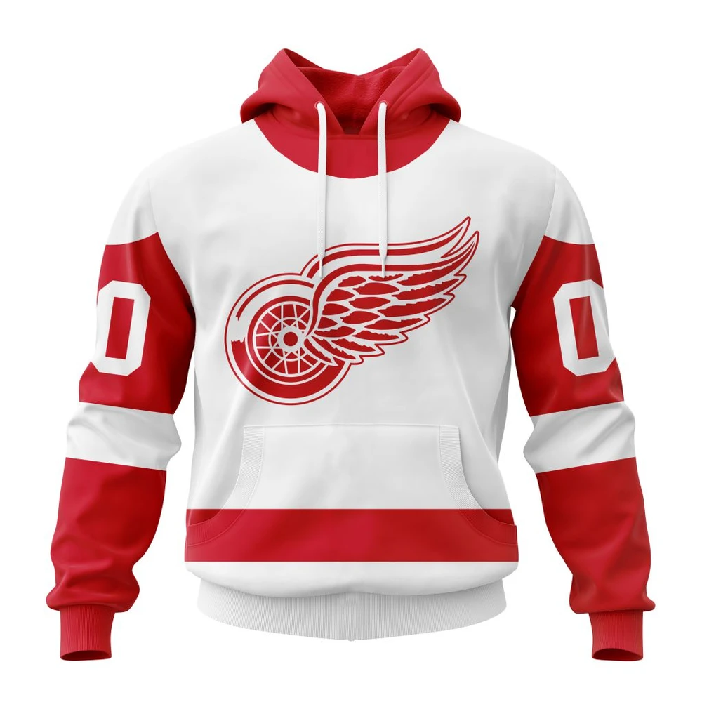 Buildercar - NHL Detroit Red Wings Personalized Away Kits Custom Name and Number Hoodie