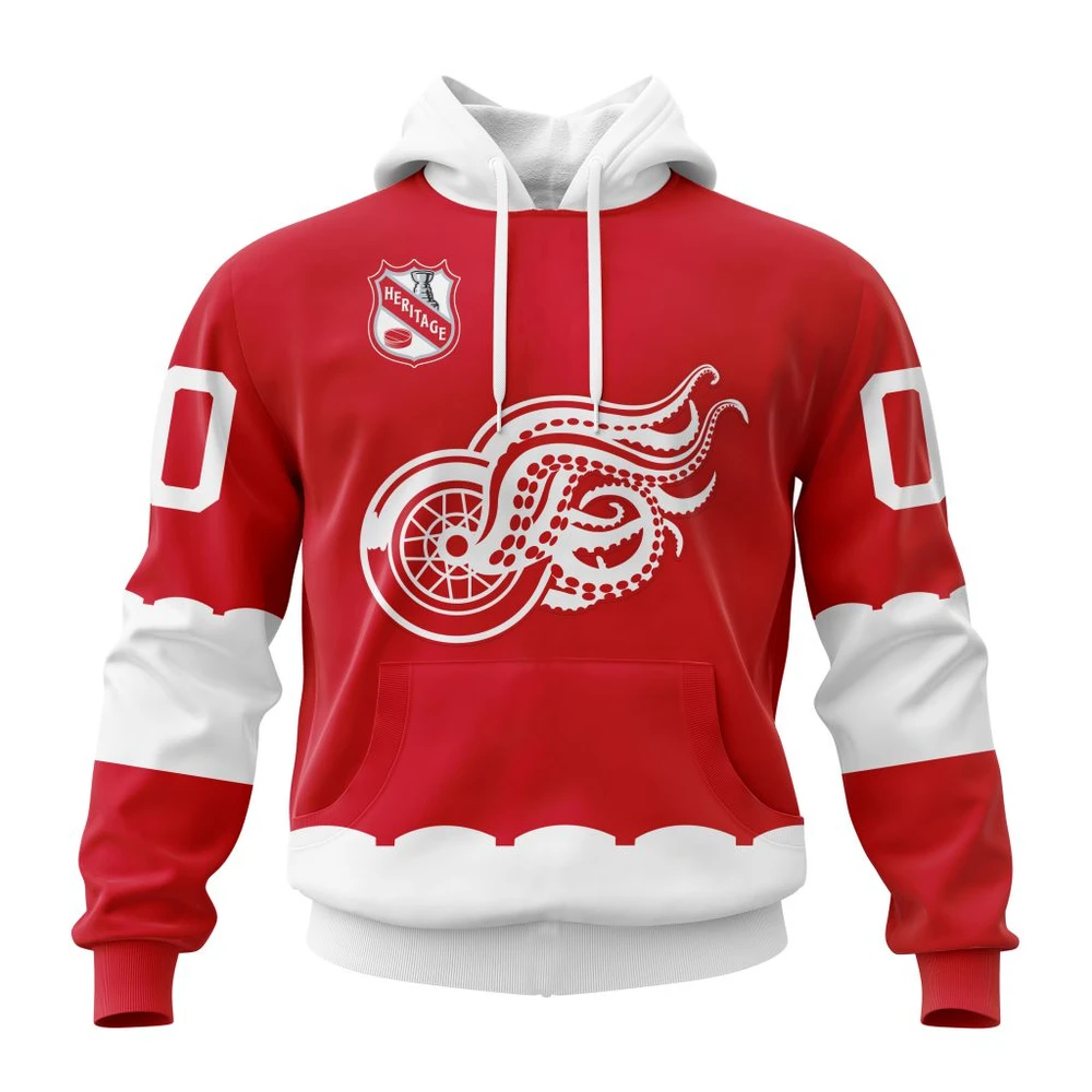 Buildercar - NHL Detroit Red Wings Personalized Heritage Design Custom Name and Number Hoodie