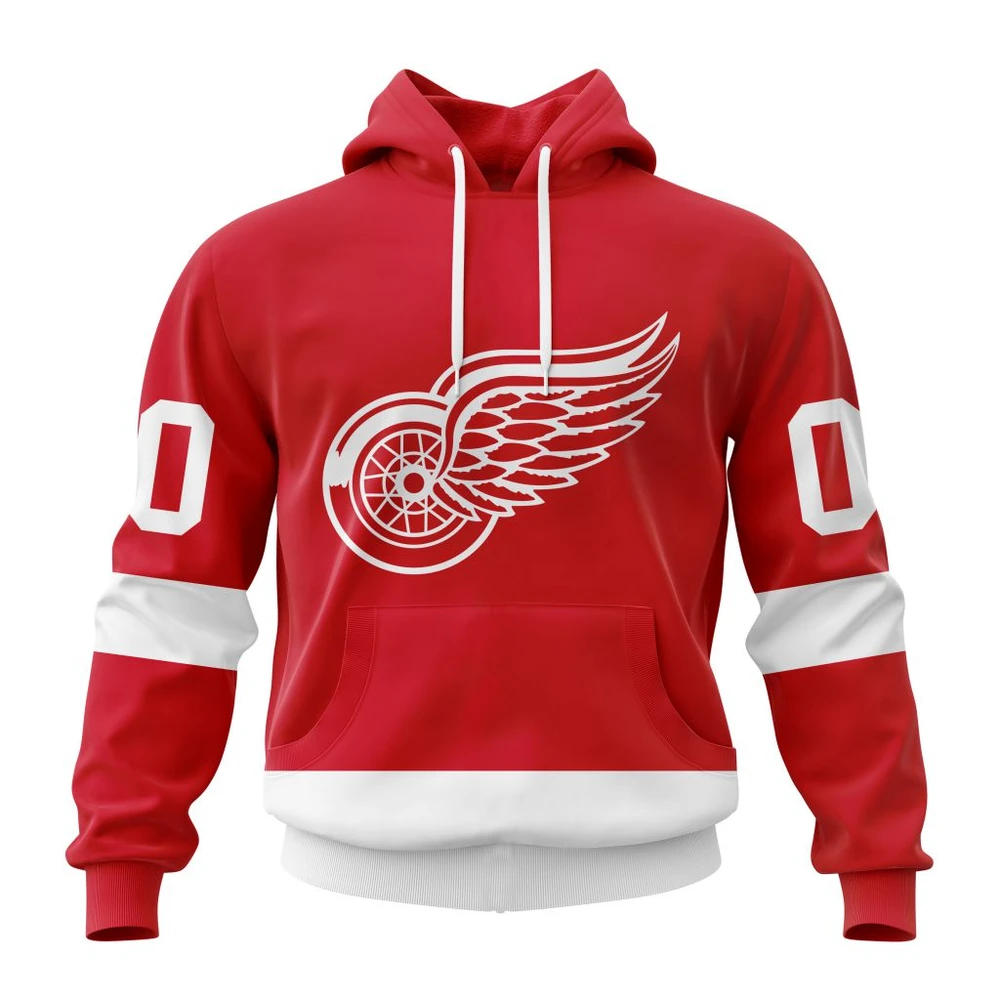 Buildercar - NHL Detroit Red Wings Personalized Home Kits Custom Name and Number Hoodie