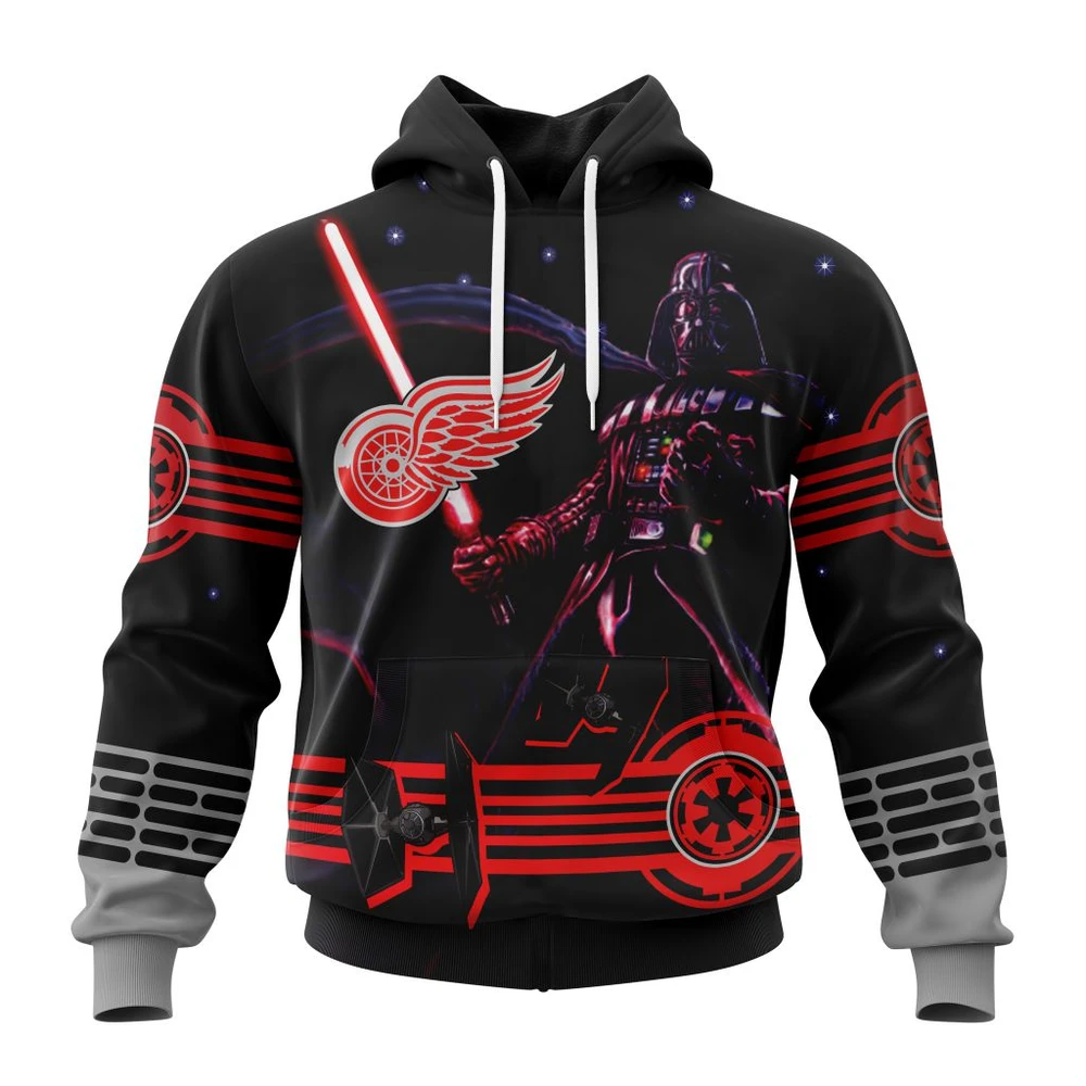 Buildercar - NHL Detroit Red Wings Starwar Darth Vader Version Jersey Custom Name and Number Hoodie