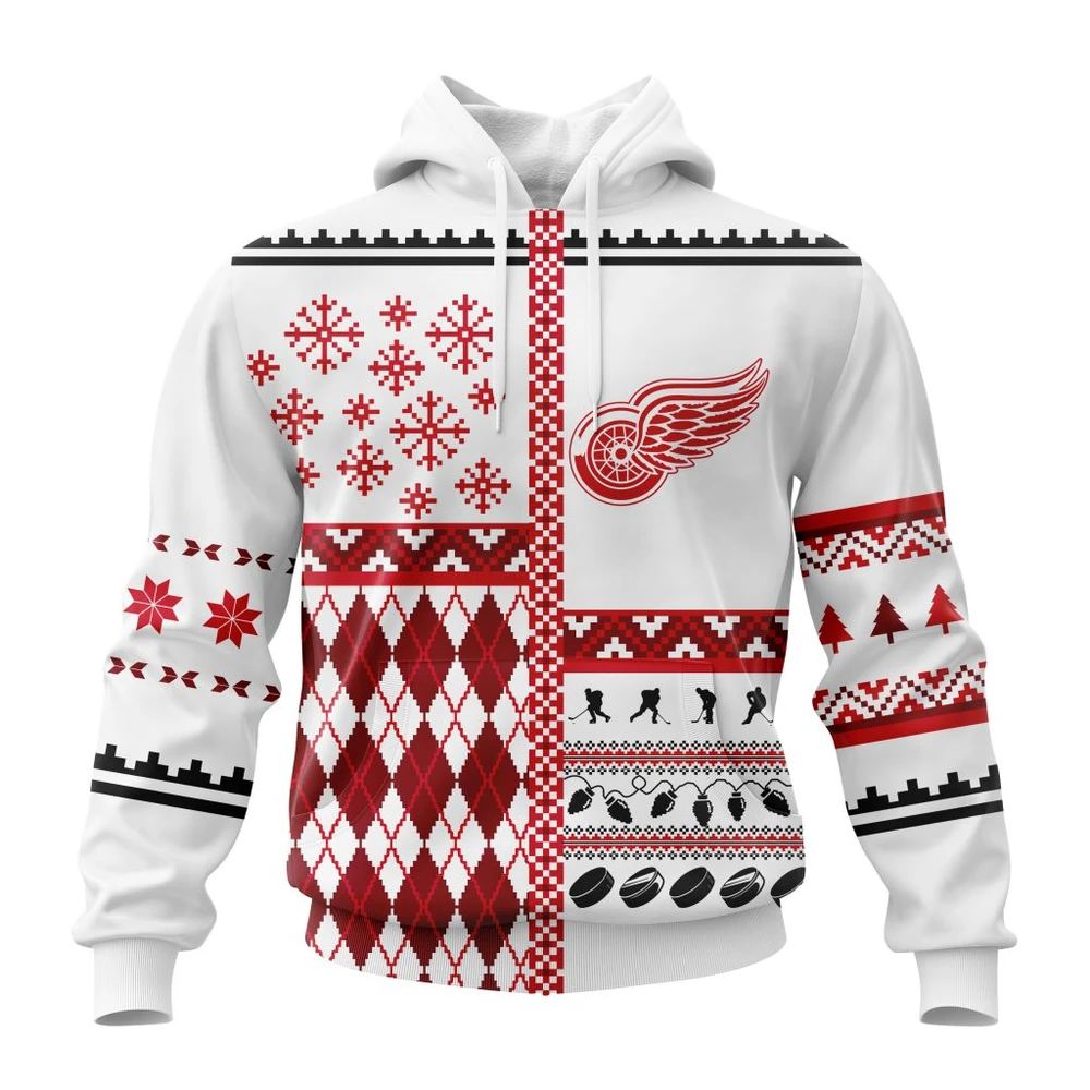 Buildercar - NHL Detroit Red Wings Unisex Christmas Is Coming Custom Name and Number Hoodie Style 479