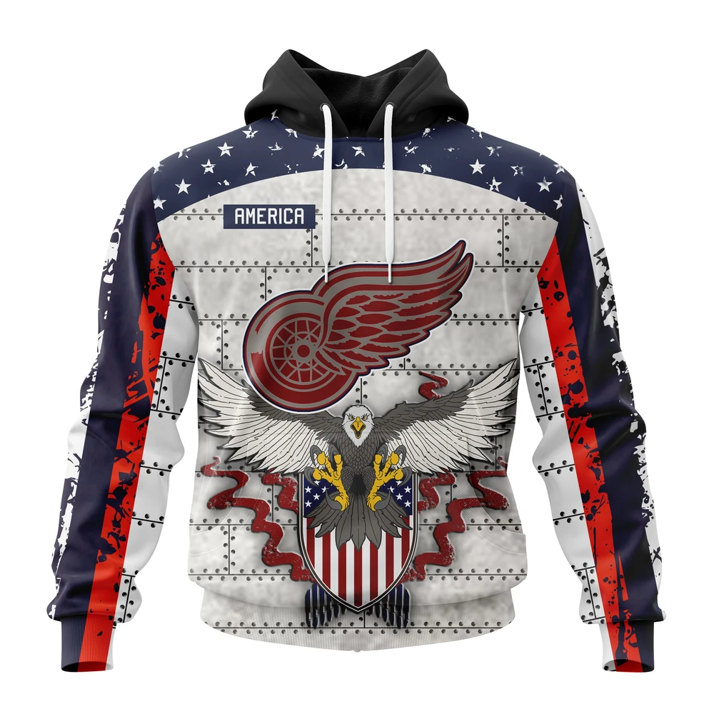 Buildercar - NHL Detroit Red Wings Unisex In Us Concepts Custom Name and Number Hoodie