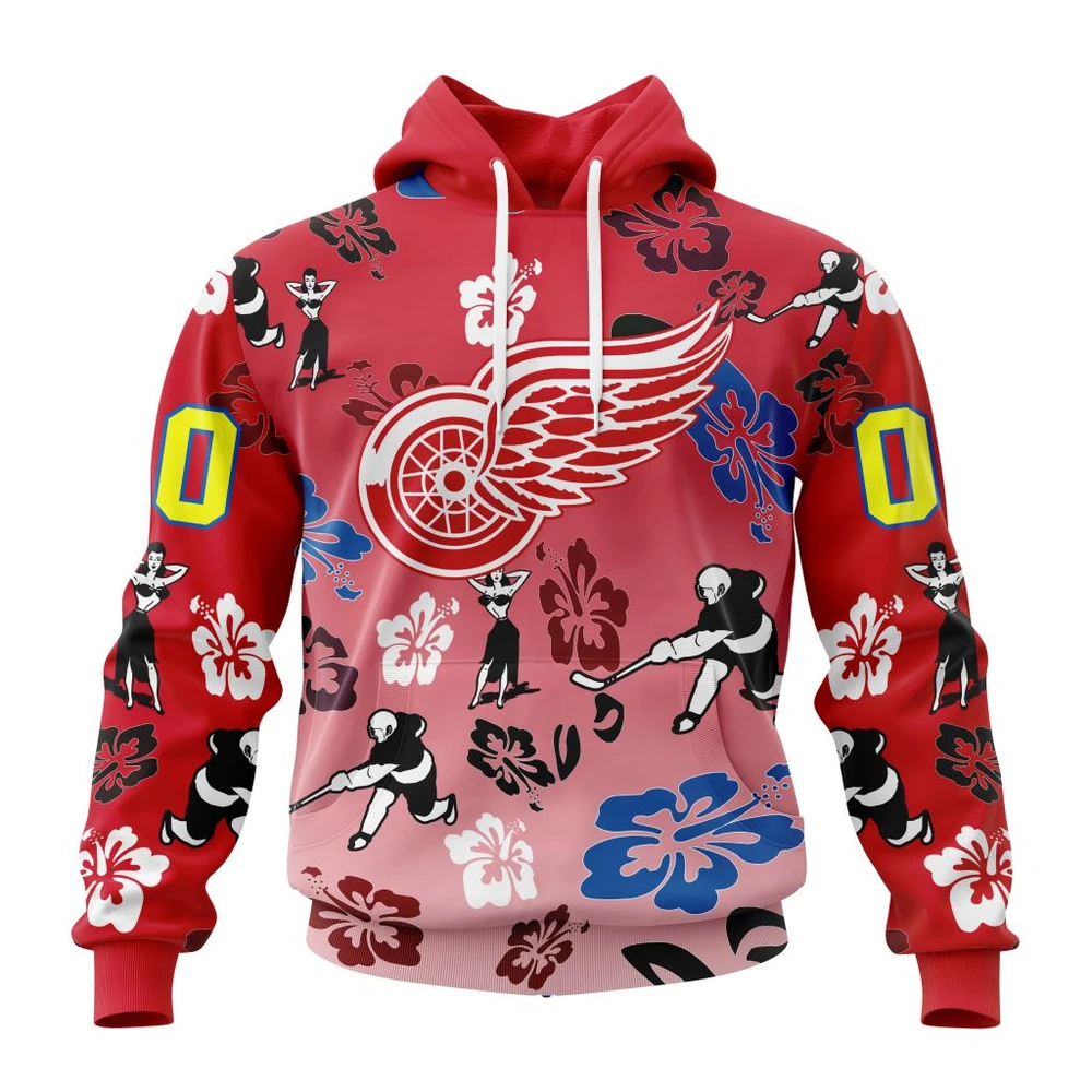 Buildercar - NHL Detroit Red Wings X Hawaii Design For Hawaiia Custom Name and Number Hoodie