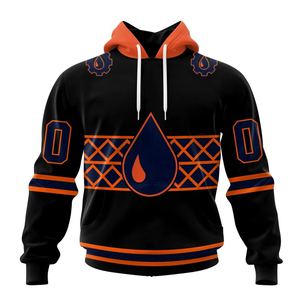 Buildercar - NHL Edmonton Oilers Awesome Blackout Design Custom Name and Number Hoodie