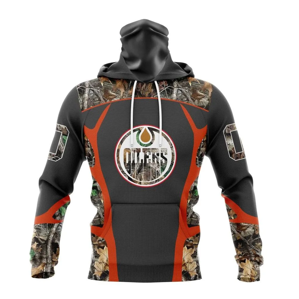 Buildercar - NHL Edmonton Oilers Awesome Camo Hunting Design Custom Name and Number Hoodie
