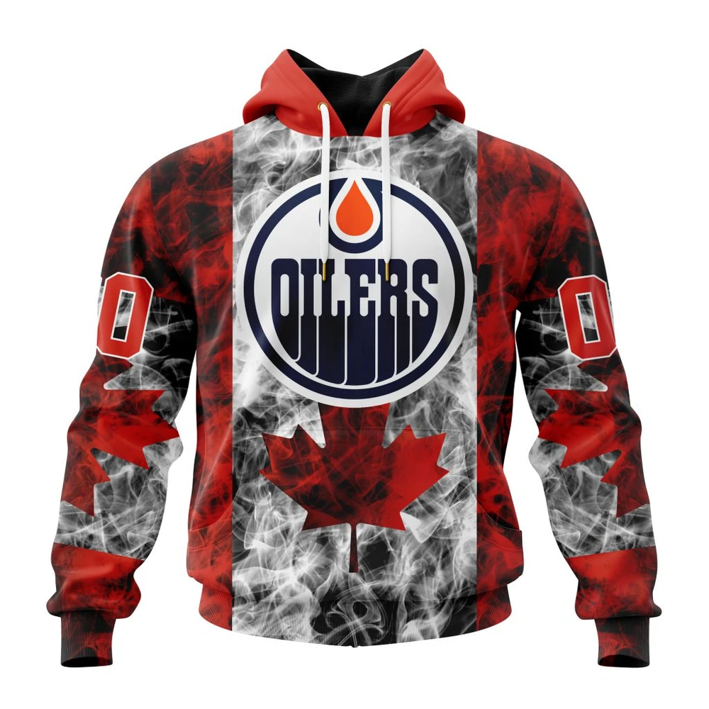 Buildercar - NHL Edmonton Oilers Awesome Design For Canada Day Custom Name and Number Hoodie