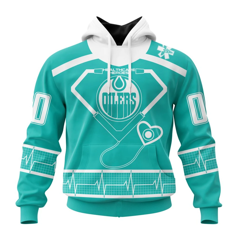 Buildercar - NHL Edmonton Oilers Awesome Design Honoring Healthcare Heroes Custom Name and Number Hoodie