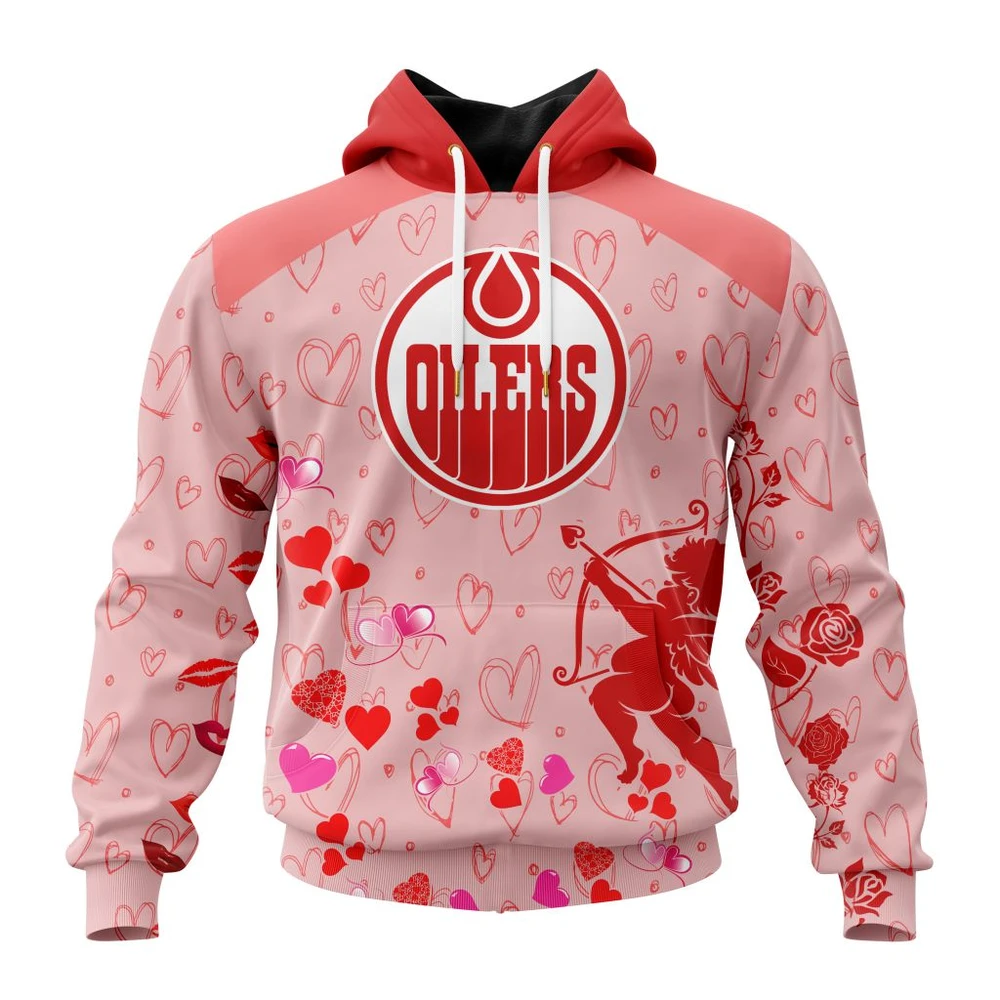 Buildercar - NHL Edmonton Oilers Awesome Gift For Valentines Day Custom Name and Number Hoodie Style 286
