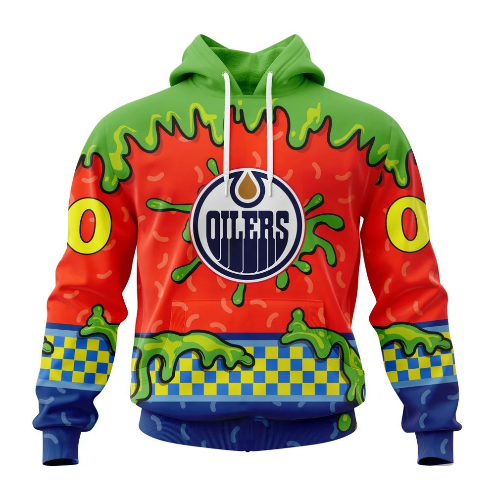 Buildercar - NHL Edmonton Oilers Awesome Nickelodeon Design Custom Name and Number Hoodie