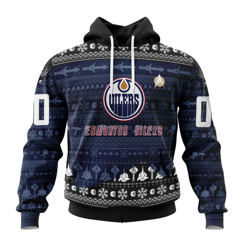 Buildercar - NHL Edmonton Oilers Awesome Star Trek Design Custom Name and Number Hoodie