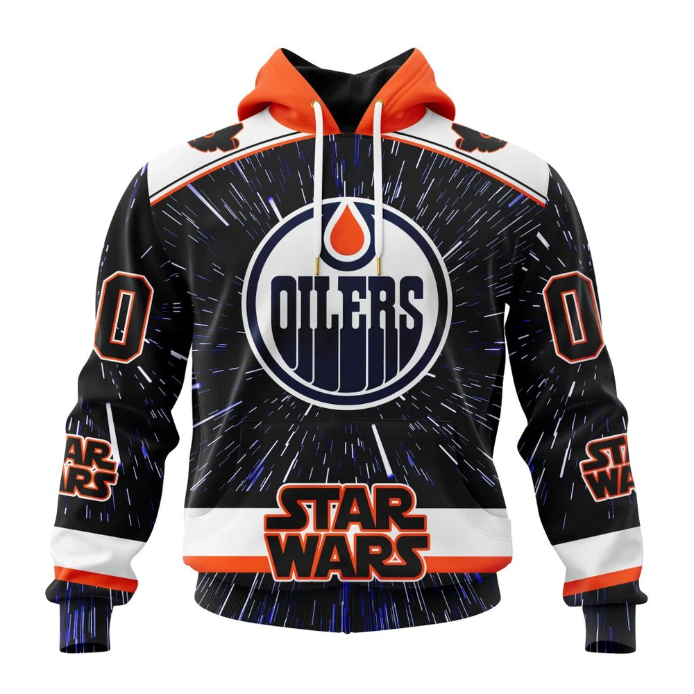 Buildercar - NHL Edmonton Oilers Awesome Star Wars Design Custom Name and Number Hoodie