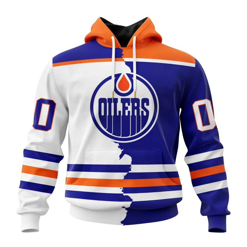 Buildercar - NHL Edmonton Oilers Personalize Home Mix Away Kits Custom Name and Number Hoodie