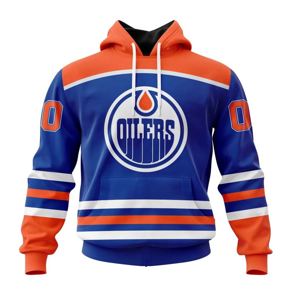 Buildercar - NHL Edmonton Oilers Royal Blue Home Custom Name and Number Hoodie