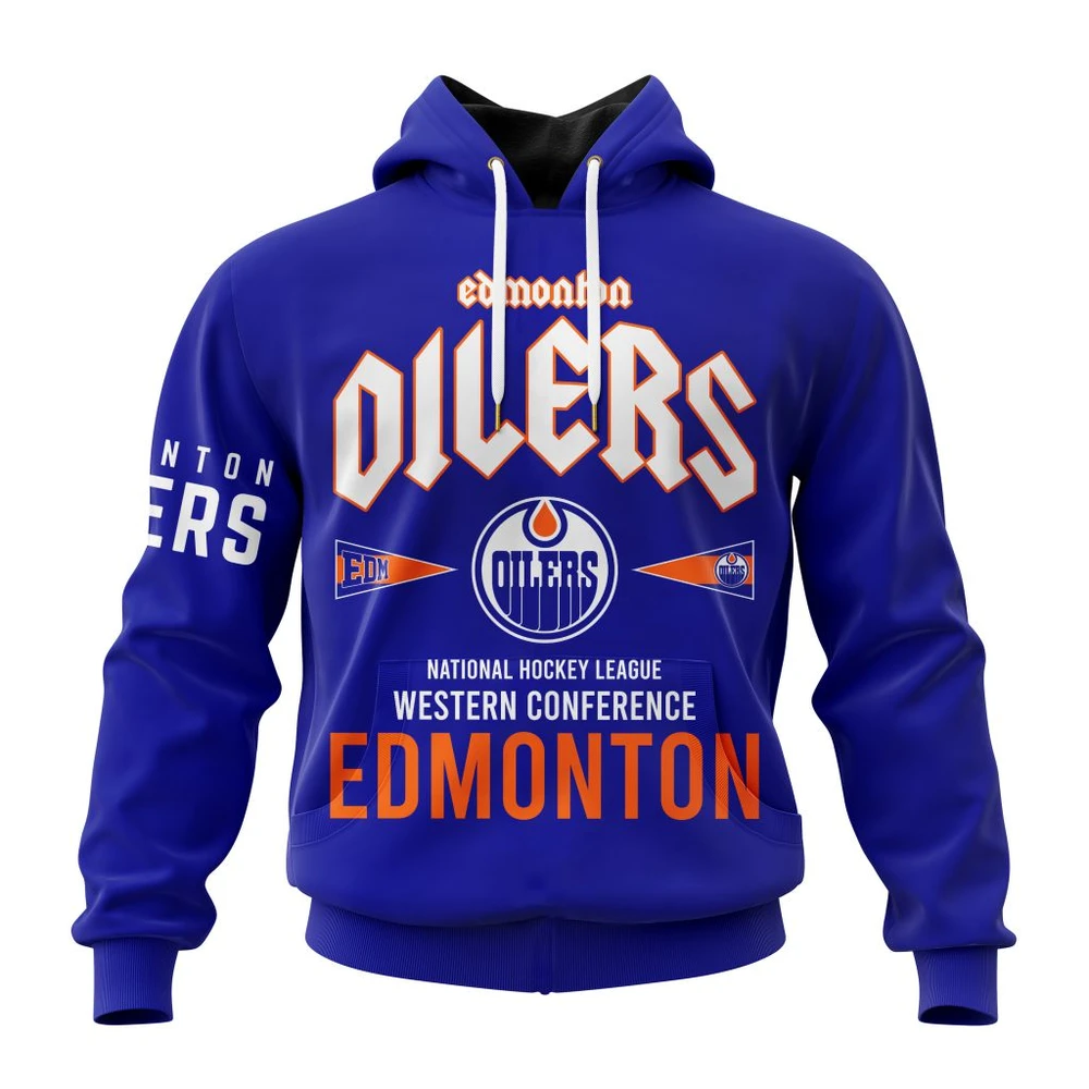 Buildercar - NHL Edmonton Oilers Royal Western Conference City Tour Custom Name and Number Hoodie