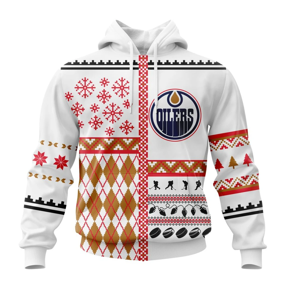 Buildercar - NHL Edmonton Oilers Unisex Christmas Is Coming Custom Name and Number Hoodie Style 475