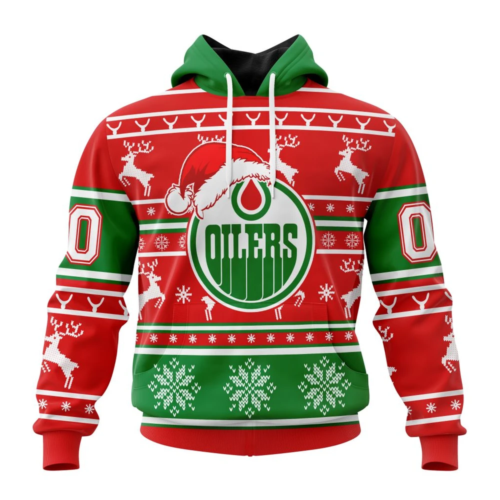 Buildercar - NHL Edmonton Oilers Unisex Christmas Is Coming Custom Name and Number Hoodie Style 527