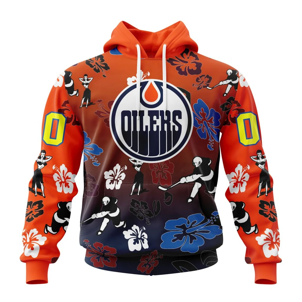 Buildercar - NHL Edmonton Oilers X Hawaii Design For Hawaiia Custom Name and Number Hoodie