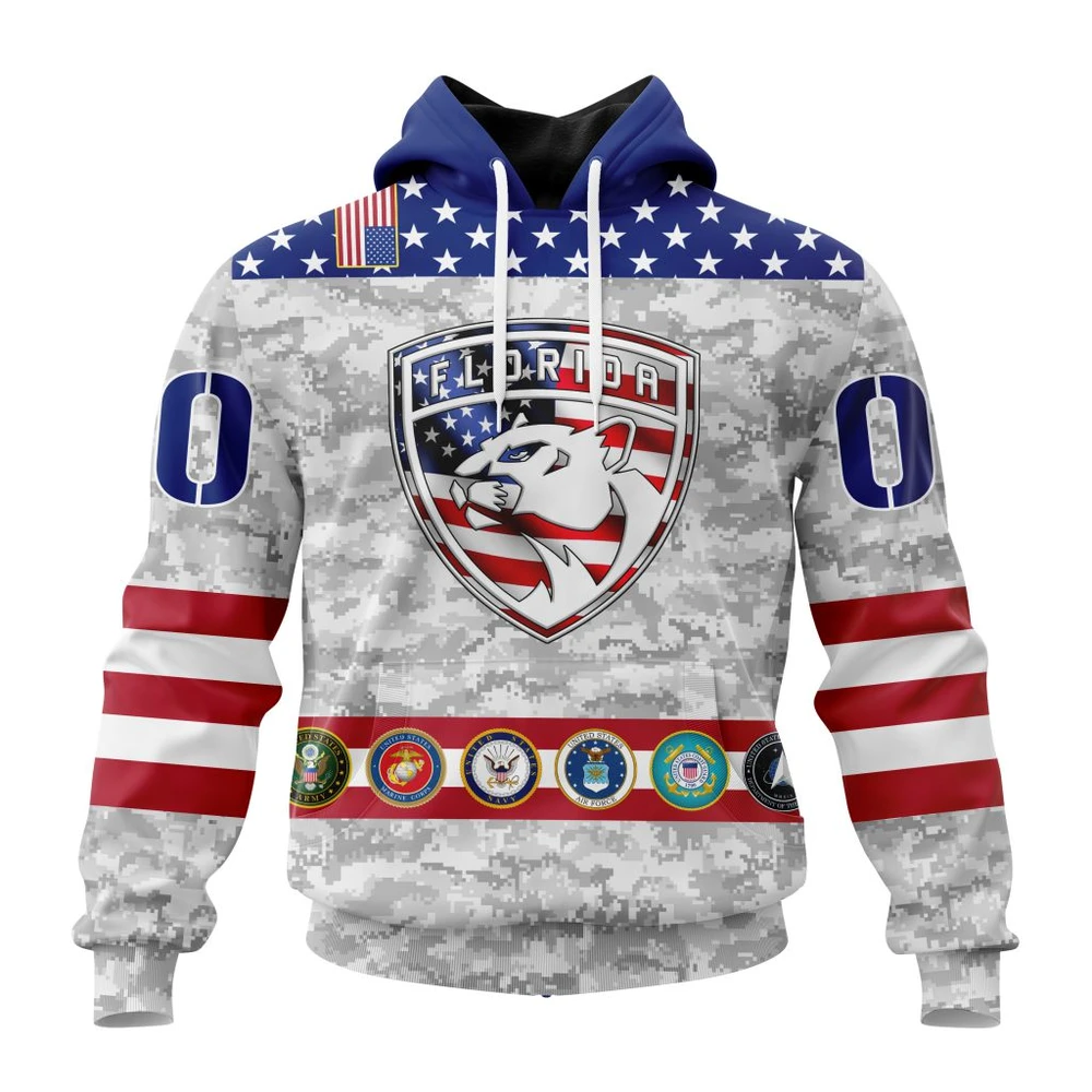 Buildercar - NHL Florida Panthers Armed Forces Appreciation Custom Name and Number Hoodie