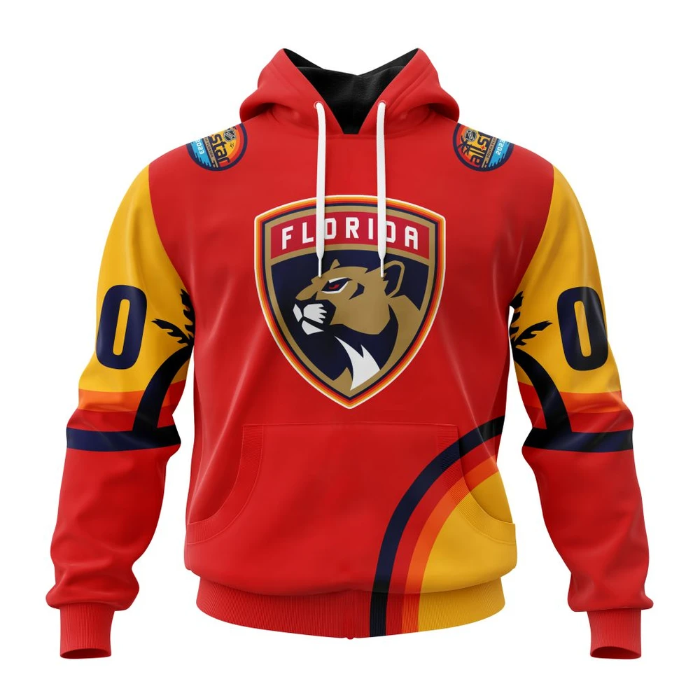 Buildercar - NHL Florida Panthers Awesome All-Star Game Design With Florida Sunset Custom Name and Number Hoodie