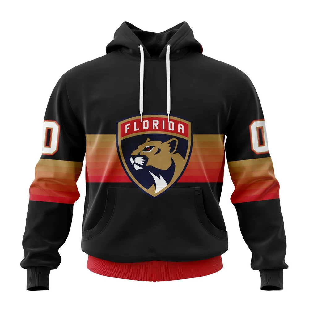 Buildercar - NHL Florida Panthers Awesome Black And Gradient Design Custom Name and Number Hoodie