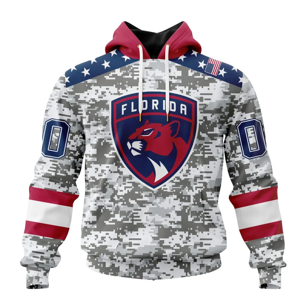 Buildercar - NHL Florida Panthers Awesome Camo Design For Veterans Day Custom Name and Number Hoodie Style 179
