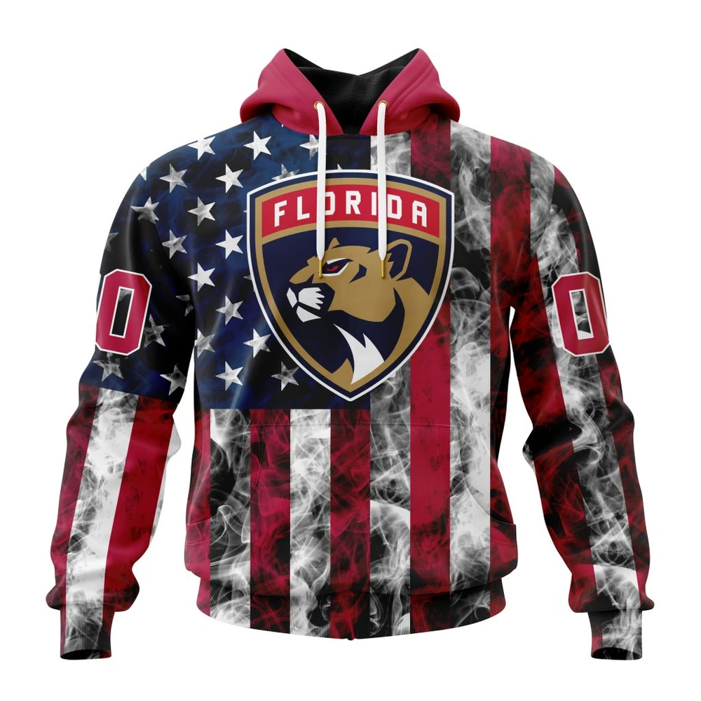 Buildercar - NHL Florida Panthers Awesome Design For Independence Day The Fourth Of July Custom Name and Number Hoodie