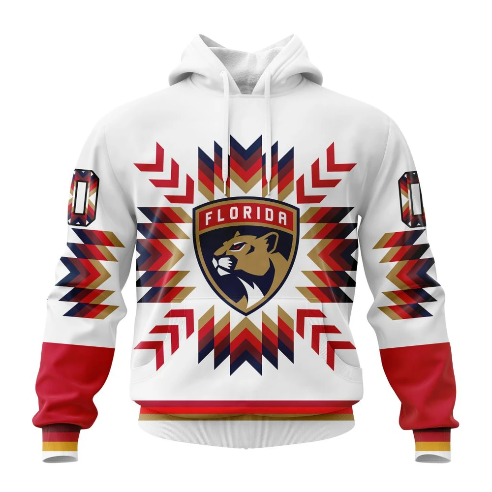 Buildercar - NHL Florida Panthers Awesome Design With Native Pattern Custom Name and Number Hoodie Style 144