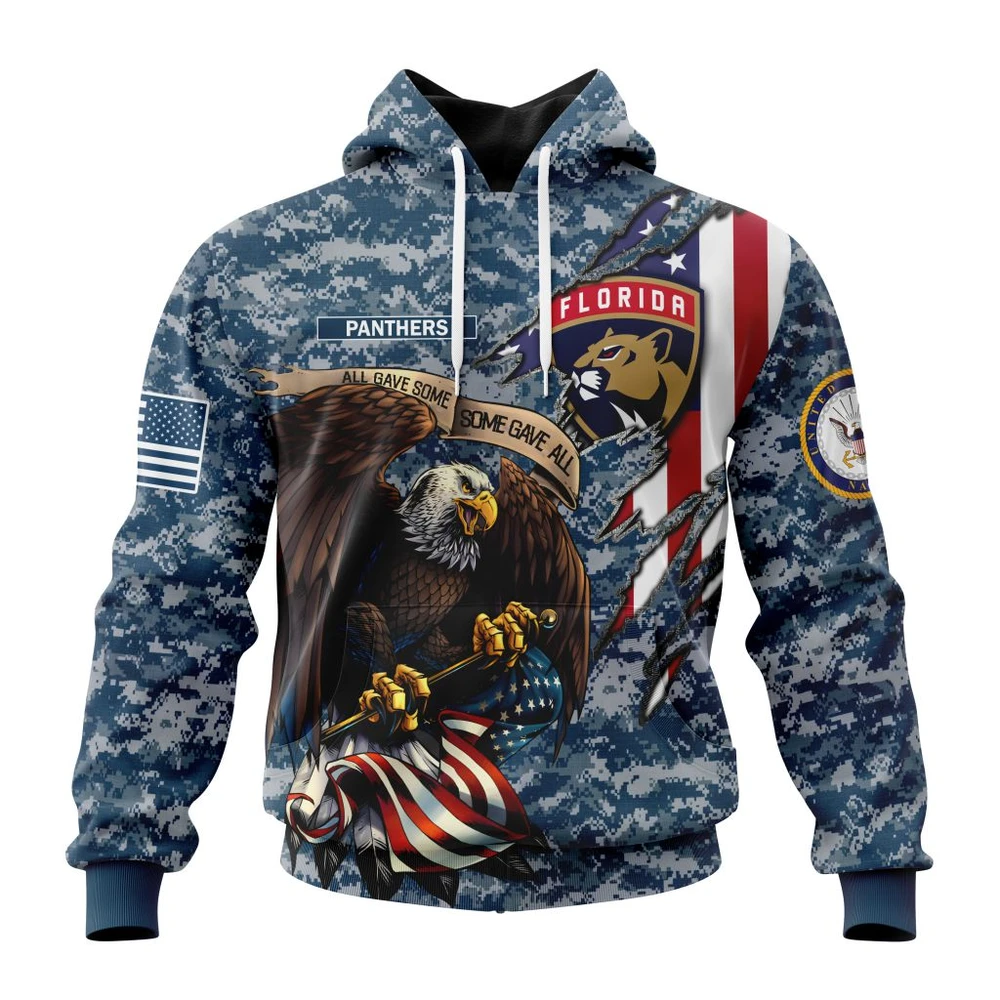 Buildercar - NHL Florida Panthers Honor Us Navy Veterans Custom Name and Number Hoodie