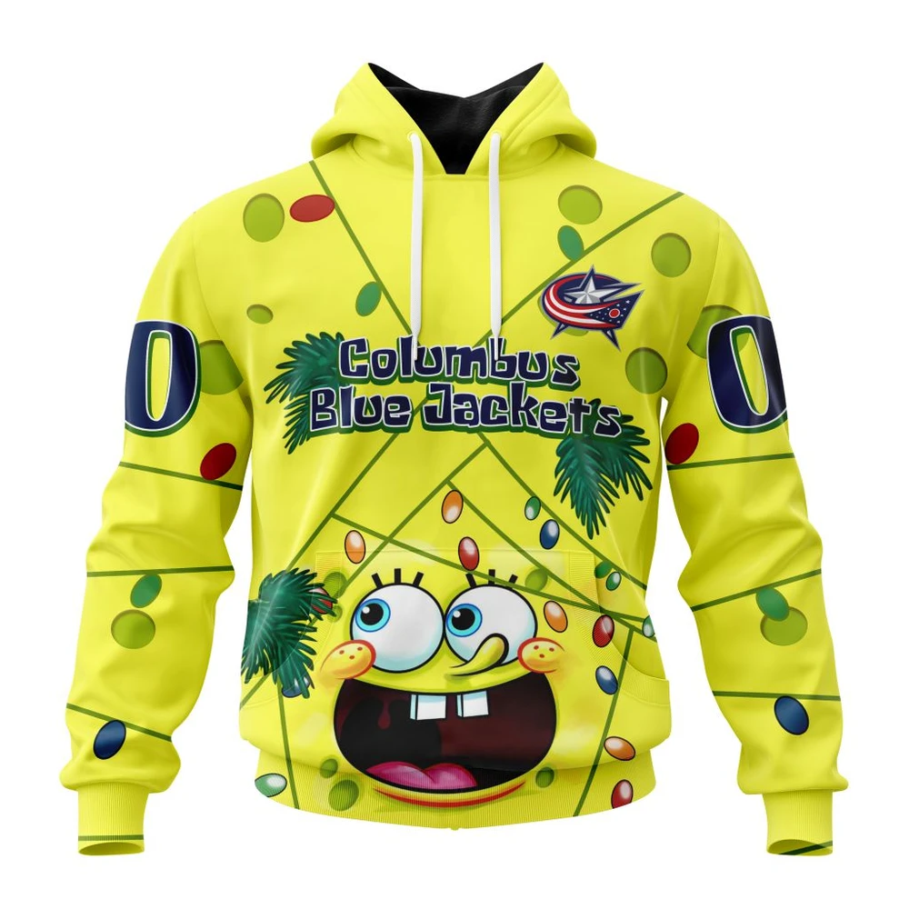 Buildercar - NHL Hoodie Columbus Blue Jackets Jersey With Spongebob Custom Name and Number Hoodie