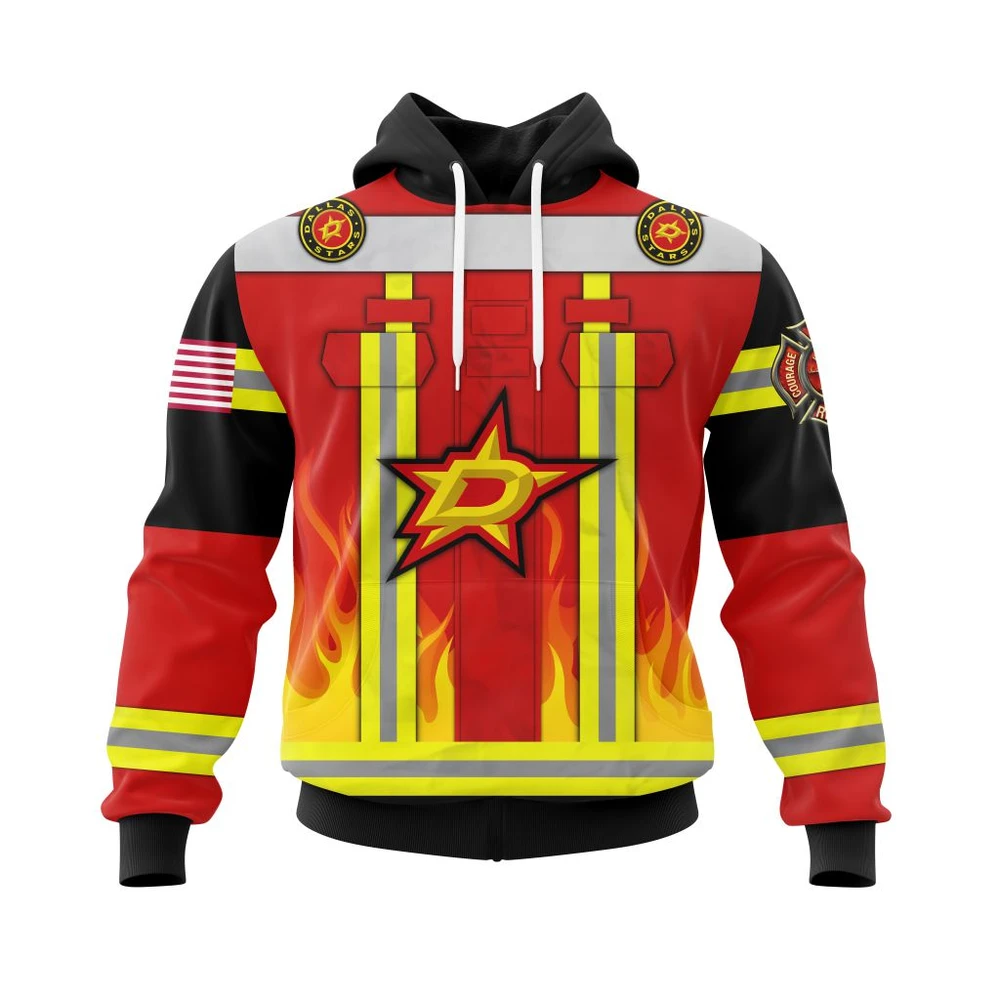 Buildercar - NHL Hoodie Dallas Stars Honnor Firefighter Uniform V0622 Custom Name and Number Hoodie