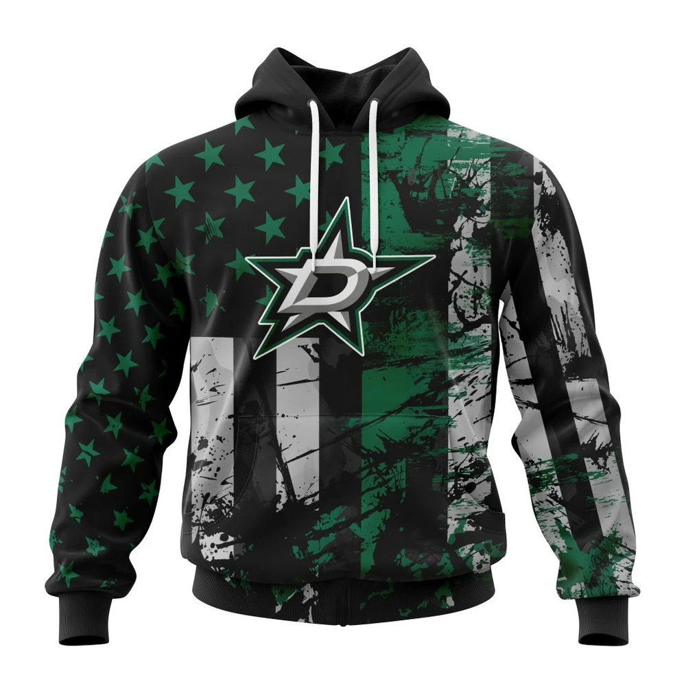 Buildercar - NHL Hoodie Dallas Stars Jersey For America Custom Name and Number Hoodie