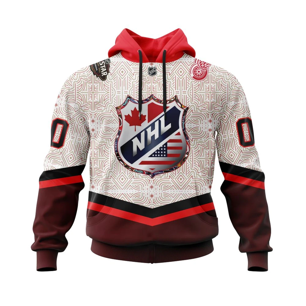 Buildercar - NHL Hoodie Detroit Red Wings All Star With Vegas Concepts Custom Name and Number Hoodie Style 538