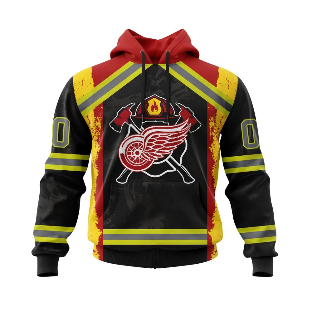 Buildercar - NHL Hoodie Detroit Red Wings Honnor Firefighter Custom Name and Number Hoodie