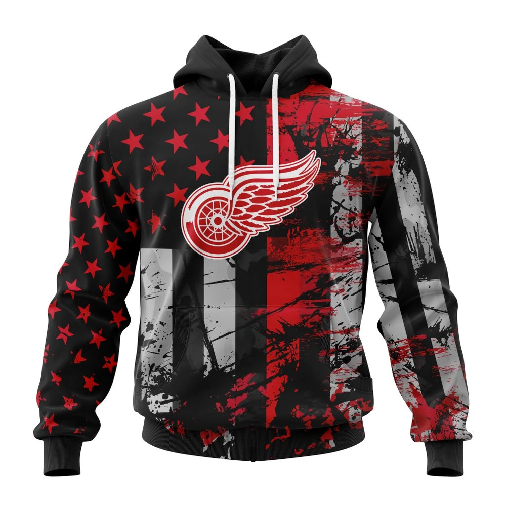 Buildercar - NHL Hoodie Detroit Red Wings Jersey For America Custom Name and Number Hoodie