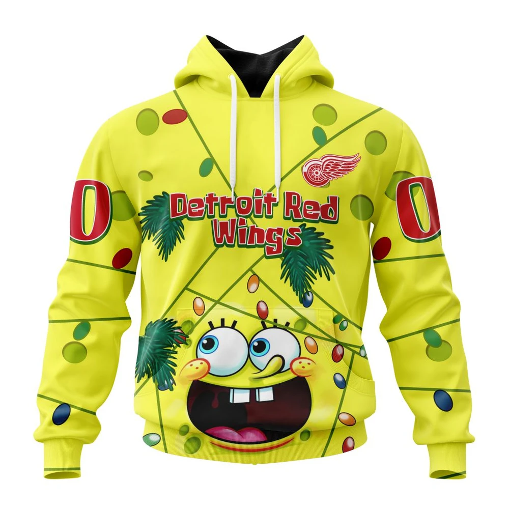Buildercar - NHL Hoodie Detroit Red Wings Jersey With Spongebob Custom Name and Number Hoodie Style 536