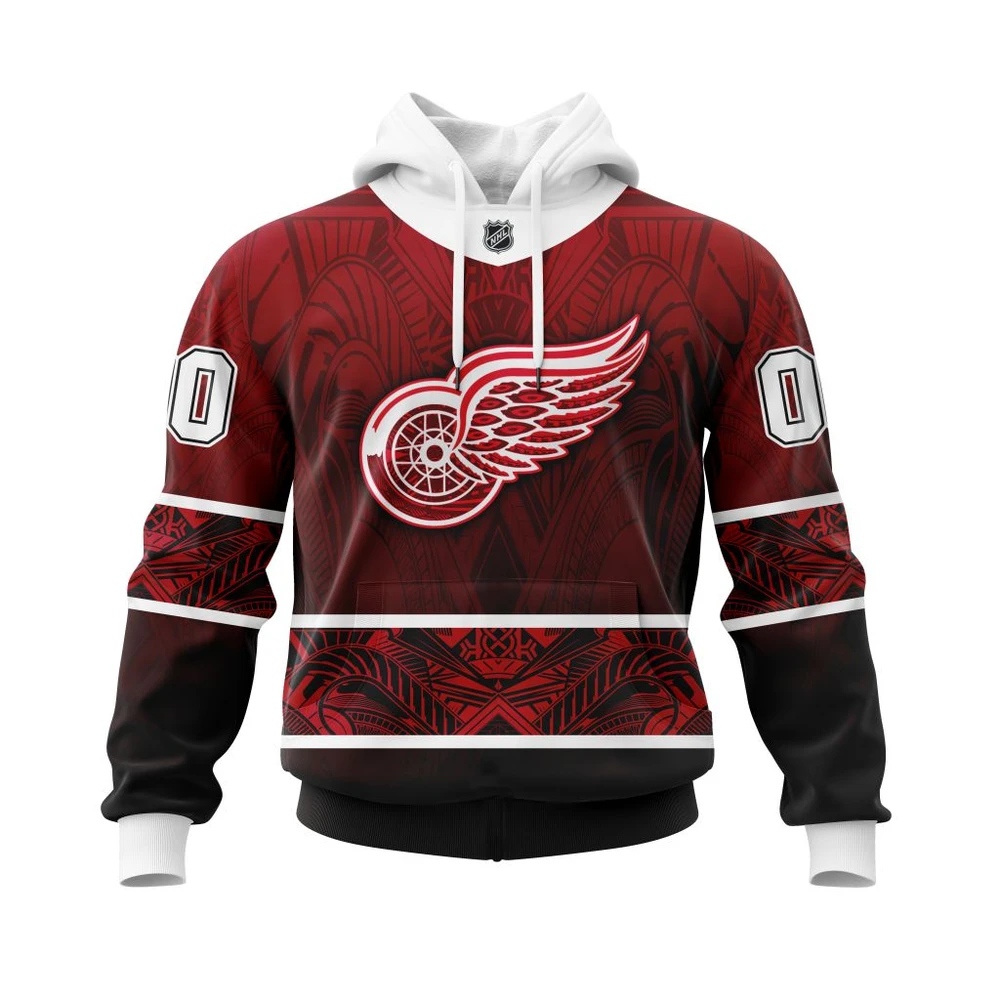 Buildercar - NHL Hoodie Detroit Red Wings Native With Samoa Culture Custom Name and Number Hoodie