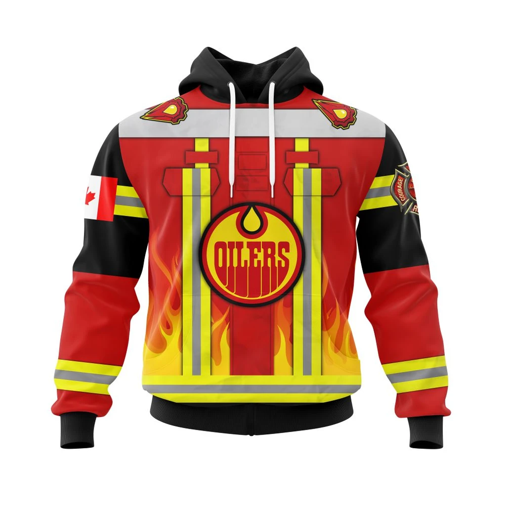 Buildercar - NHL Hoodie Edmonton Oilers Honnor Firefighter Uniform V0622 Custom Name and Number Hoodie