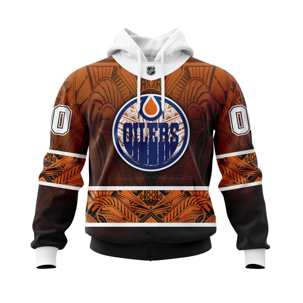 Buildercar - NHL Hoodie Edmonton Oilers Native With Samoa Culture Custom Name and Number Hoodie